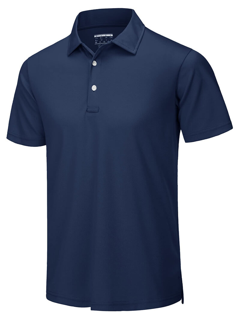 Casual Men's Short Sleeves Polo Shirt in navy blue, perfect for tennis and active lifestyle, 100% polyester, breathable and comfortable.