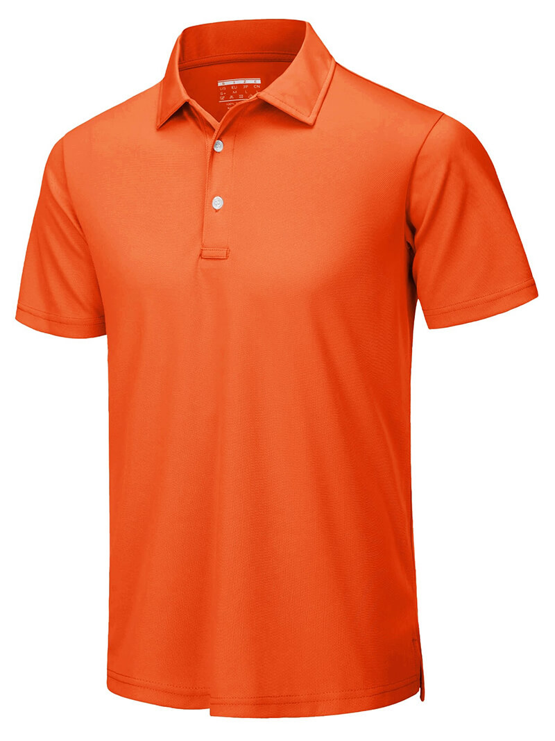 Orange casual men's short-sleeved polo shirt, breathable and ideal for tennis or daily activities, made from 100% polyester.