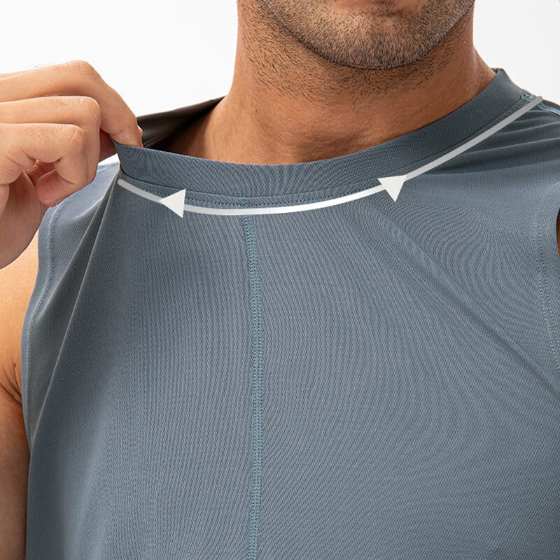 Men's O-Neck Mesh Basketball Tank Top SF0604 in gray, showcasing breathable fabric and comfortable collar design.
