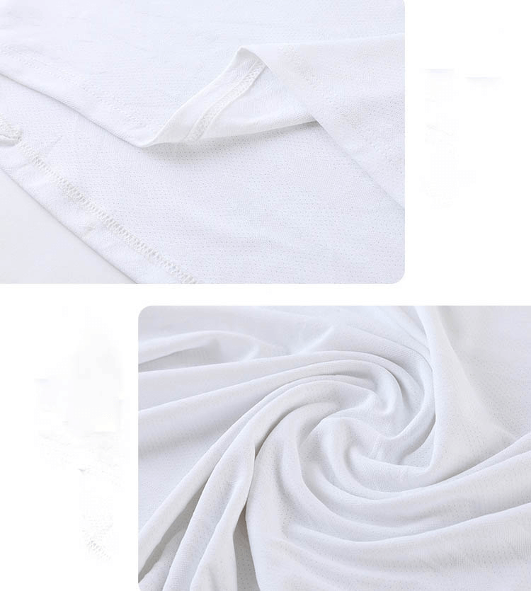 Close-up of breathable white fabric texture in a casual elastic basketball T-shirt for men, highlighting quality and comfort.