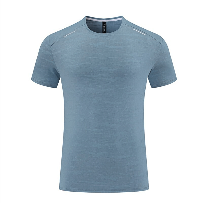Men's Casual Short Sleeves Elastic Basketball T-shirt SF1043 in blue, ideal for comfort and movement during sports activities.