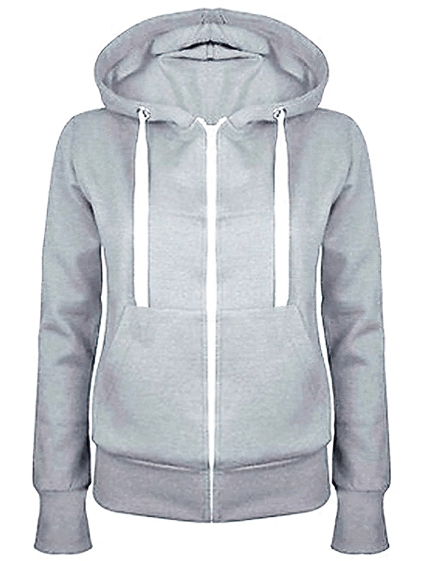 Sweat à capuche zippé classique pour femmes / vêtements d'extérieur à capuche avec poches - SPF0046 