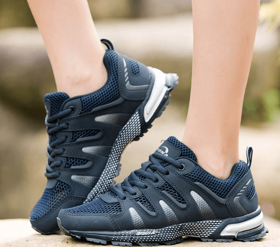 Stylish women's running shoes with mesh upper and EVA cushioning for comfort and stability during outdoor jogging.