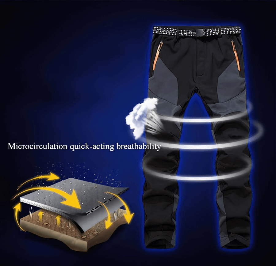 Cold Resistance Waterproof Fleece Pants showcasing breathability and thermal features for outdoor skiing.