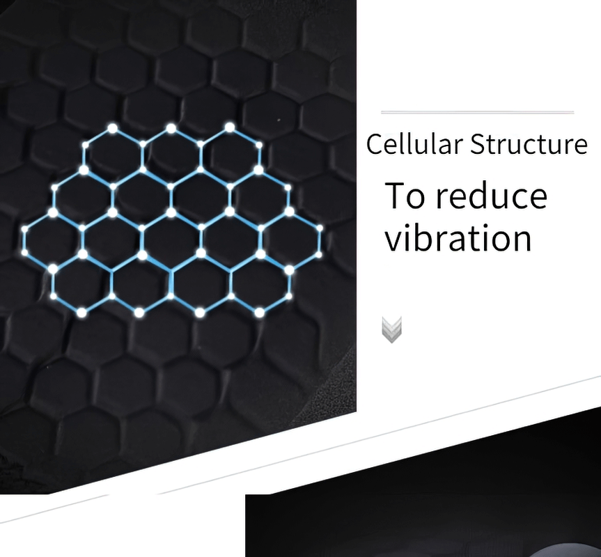 Hexagonal cellular structure for vibration reduction in compression leggings with knee pads.