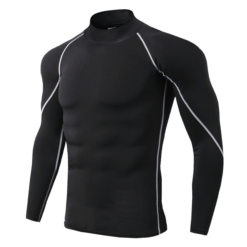 Men's Compression Quick Dry Long Sleeve T-Shirt for Running in Black - Breathable Polyester, Snug Fit, SF0672