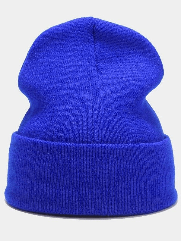 Cool blue knitted plain hat for men and women, unisex acrylic beanie, casual style, SF0400, warm and stylish