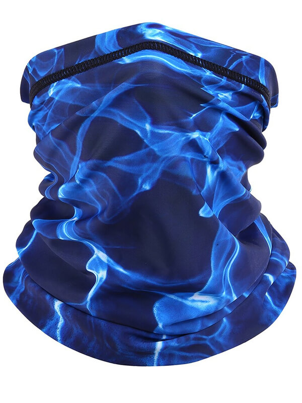 Cool Sports Printed Neck Gaiter in Blue Pattern, Unisex Face Mask with UPF50+ Sun Protection for Outdoor Activities, Model SF0619