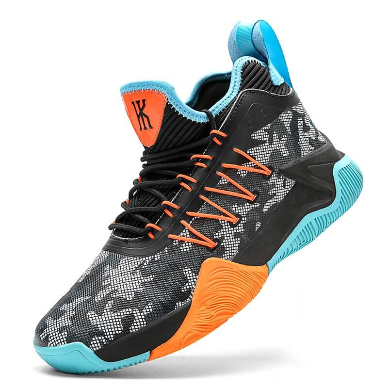 Unisex cushioning high-top sports shoe SF0740 with colorful design, featuring impact-absorbing sole and breathable mesh upper for basketball.