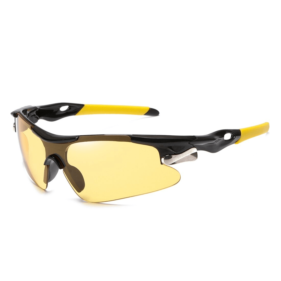 Polarized cycling sunglasses with yellow lenses and black frame, designed for men and women with UV400 protection. Model SF0205.