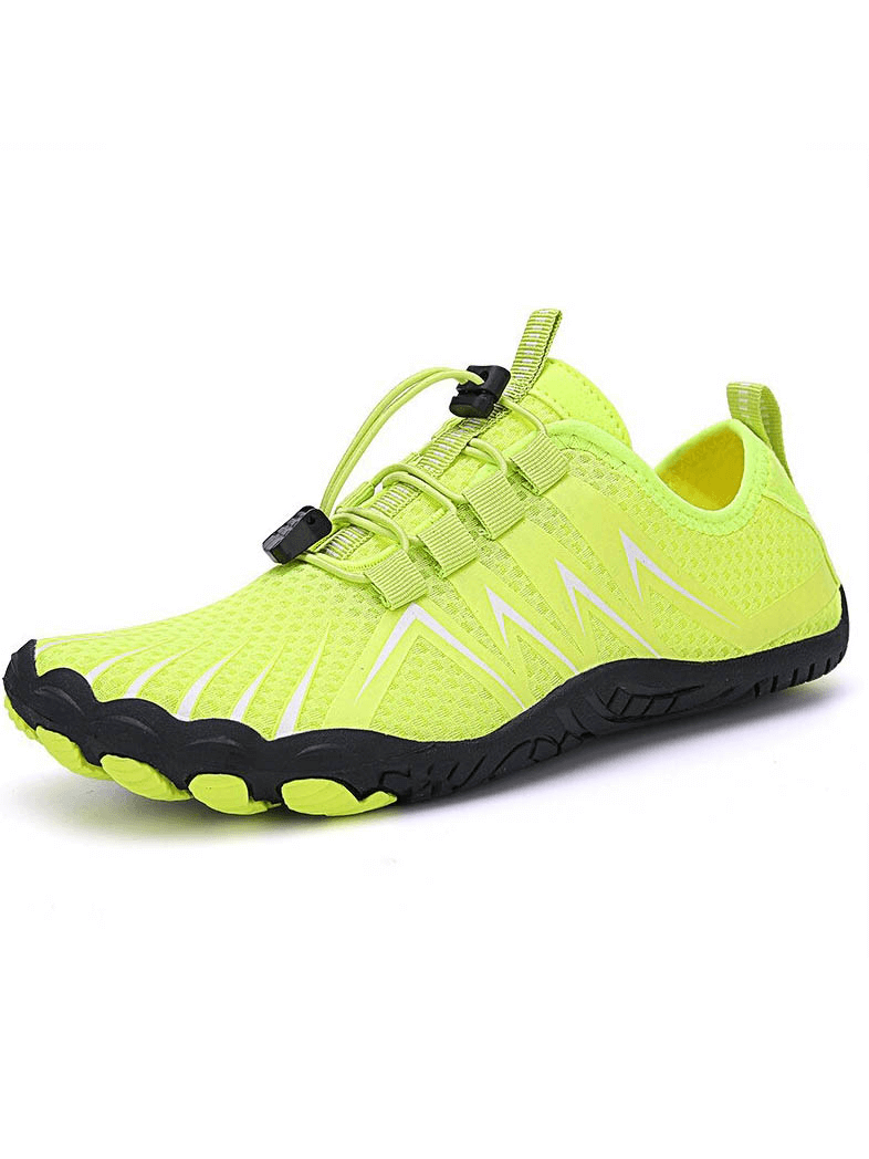 Bright yellow drainage antiskid sole sports breathable swimming shoes with elastic band closure, SF0557.