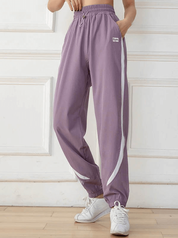 Pantalon ample de sport à taille élastique avec cordon de serrage pour femmes - SPF0175 