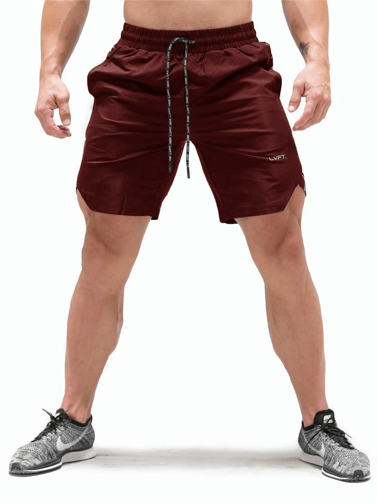 Short de course de couleur unie avec cordon de serrage pour hommes / vêtements de musculation - SPF0352 