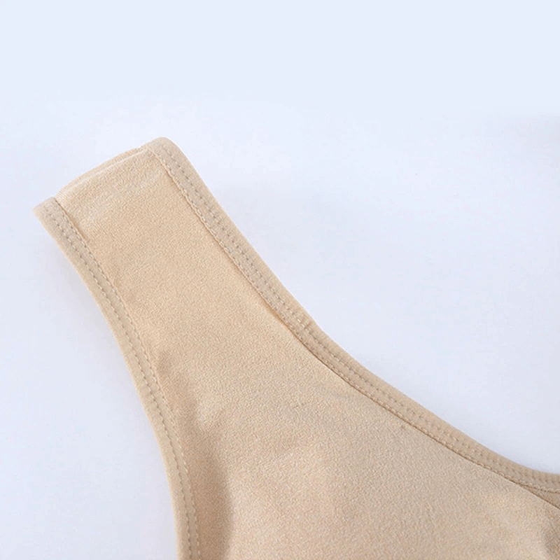Close-up of beige strap on Elastic Breathable Women's Sports Bra SF0448, featuring seamless design for comfort and style.