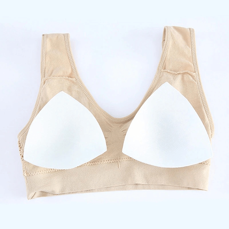 Elastic breathable women's sports bra with holes, seamless padding, in nude color for everyday comfort - SF0448