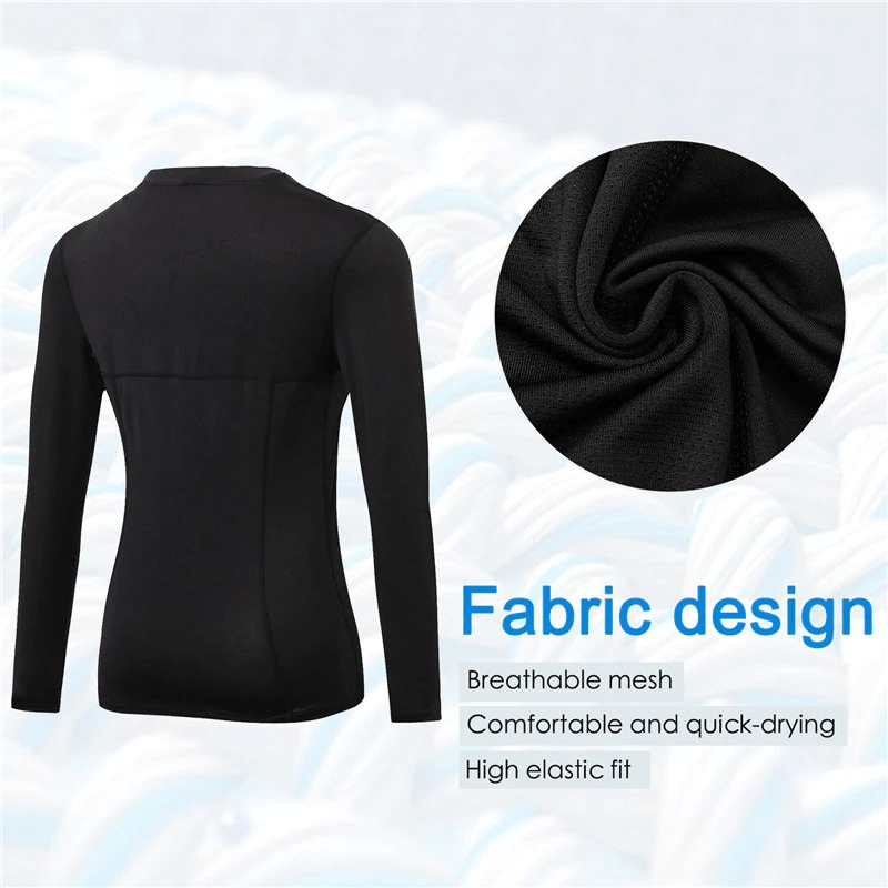 Women's black elastic long sleeve running top with breathable and quick-dry fabric, perfect for gym and yoga sessions.