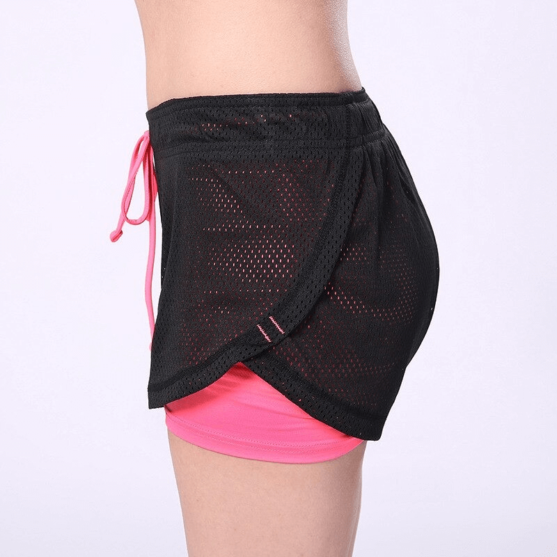 Shorts de yoga en maille élastique pour dames/vêtements de sport de course pour femmes - SPF0092 