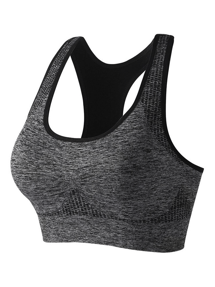 Elastic Quick-Dry Women's Gray Bra-Top with Padding - Comfortable, Wire-Free Design for Active Lifestyles