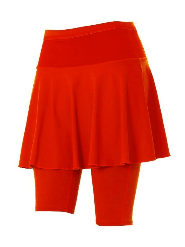 Elastic Quick Dry Women's High Waist Skirt-Shorts for Golf and Tennis in Bright Red