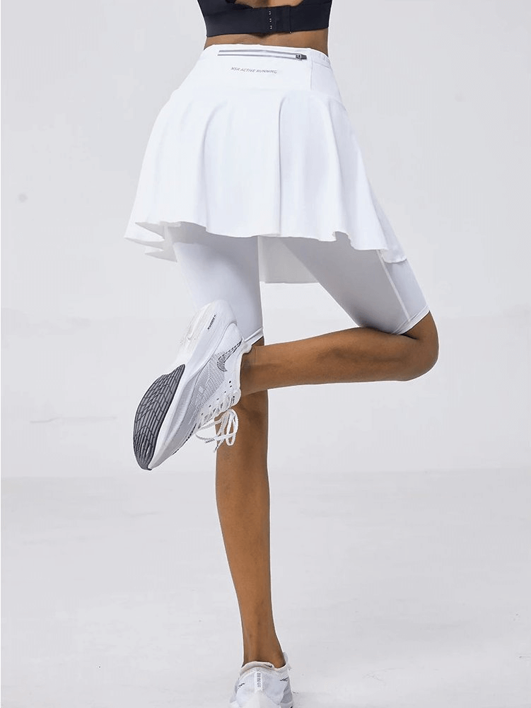 Elastic Quick Dry Women's Skirt-Shorts in Solid White - Ideal for Golf and Tennis, High Waist Comfort, Breathable Fabric