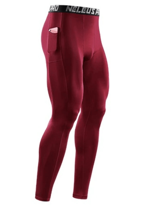 Elastic men's running pants in red, ideal for training. Made of polyester and nylon for comfort and stretch. Product code SF0365.