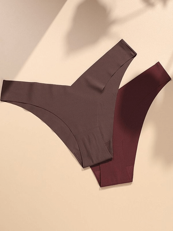 Elastic Seamless Breathable Women's Sports Briefs in brown and maroon, made of high-quality nylon for comfort and activewear.