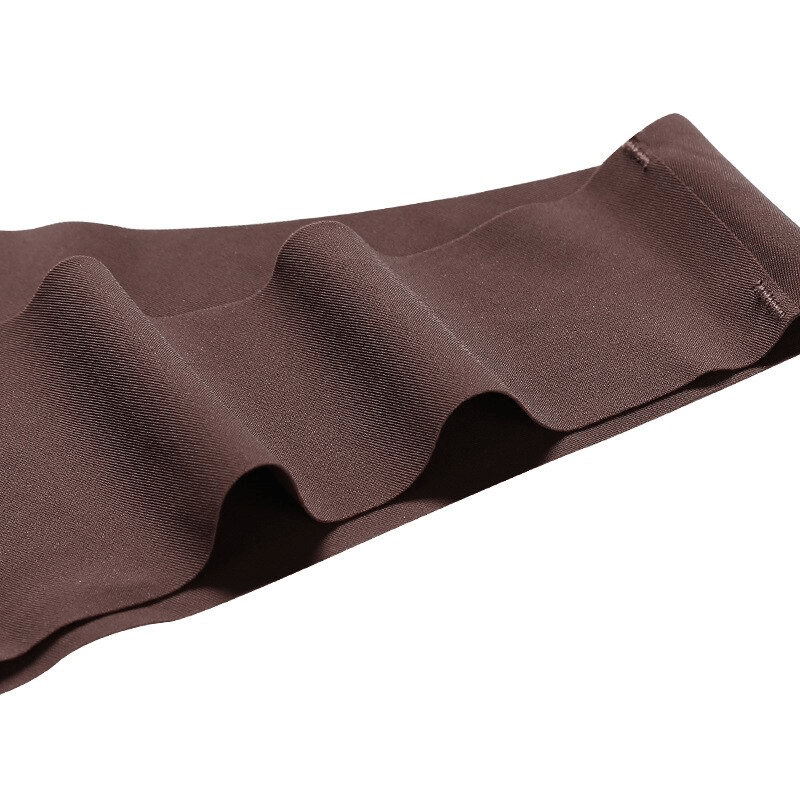 Close-up of brown elastic seamless breathable women's sports briefs SF0912, showcasing high-quality nylon fabric.