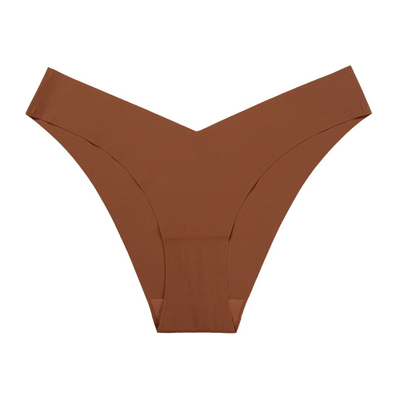 Elastic Seamless Breathable Women's Sports Briefs in brown, made from high-quality nylon for superior comfort and breathability.