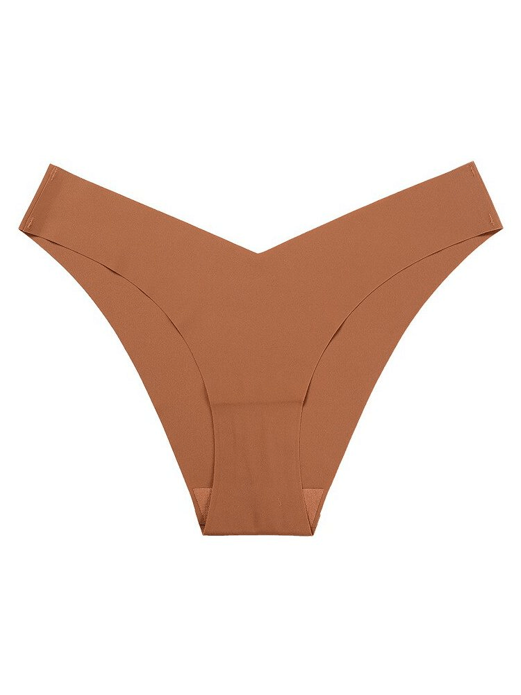 Elastic Seamless Breathable Women's Sports Briefs in brown nylon, designed for comfort and activewear support - SF0912.
