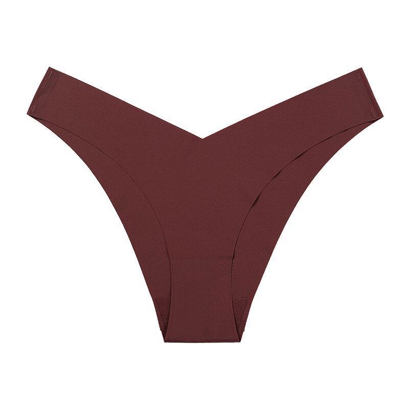 Elastic seamless breathable women's sports briefs in maroon, perfect for activewear. Premium nylon fabric ensures comfort and support.