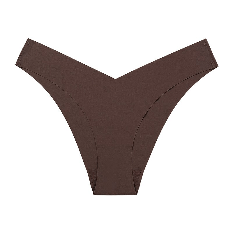 Elastic seamless breathable women's sports briefs in brown, made of high-quality nylon for comfort and support, perfect for activewear.