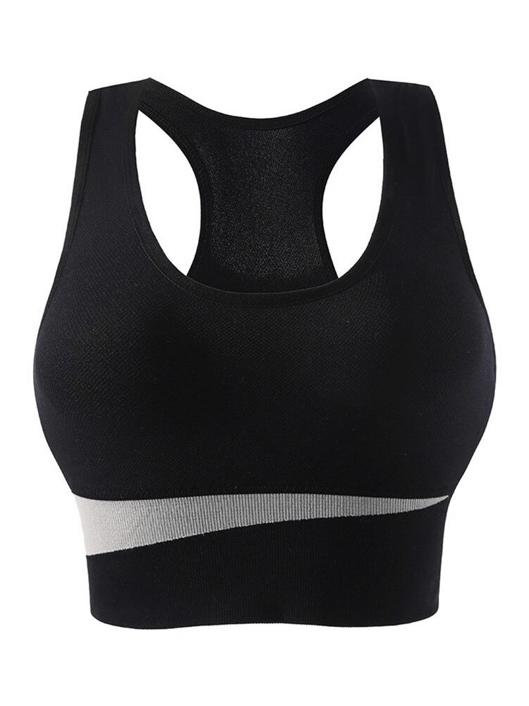 Elastic sexy wireless women's bra, sports top, black nylon, racerback design, ideal for yoga and active lifestyle, SF0473