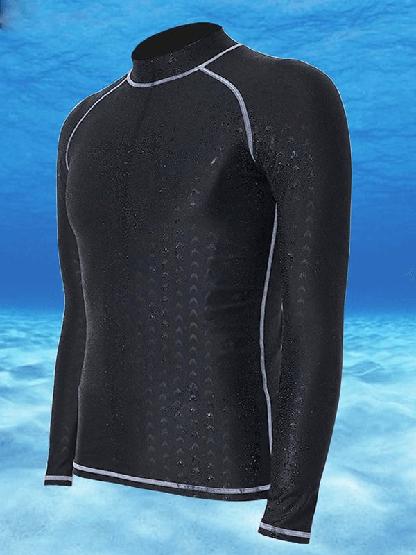 Elastic Slim Fit Men's Long-Sleeve Surfing Rashguard SF0911, UV protection and flexible design for water sports.