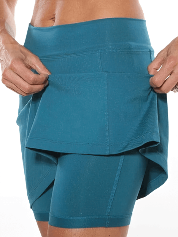 Elastic Sport Women's Skirt-Shorts with Side Pocket in Blue