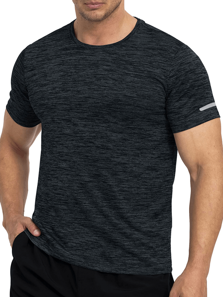 Elastic Sports Men's T-Shirt with Reflective Sleeves, Casual O-Neck, Ideal for Visibility & Comfort, Polyester, SF1201