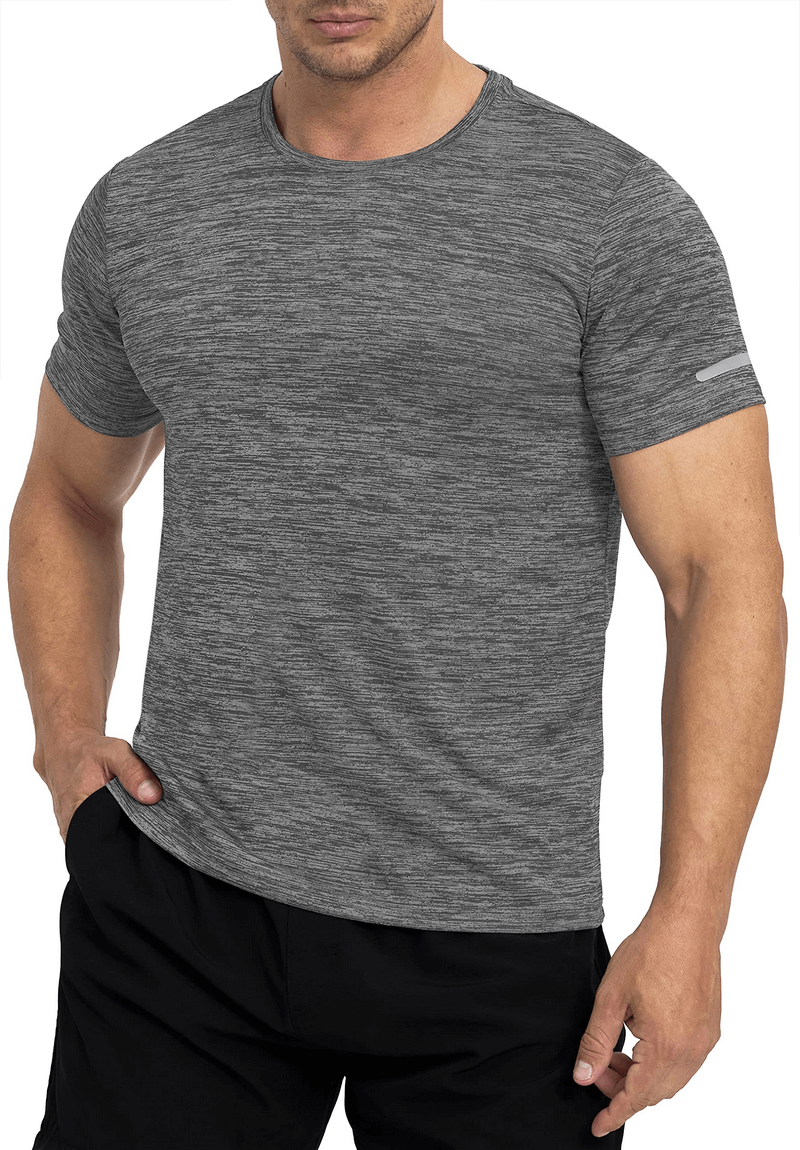 Elastic Sports Men's T-Shirt with Reflective Stripe, breathable and casual style, ideal for workouts and visibility, O-Neck design.