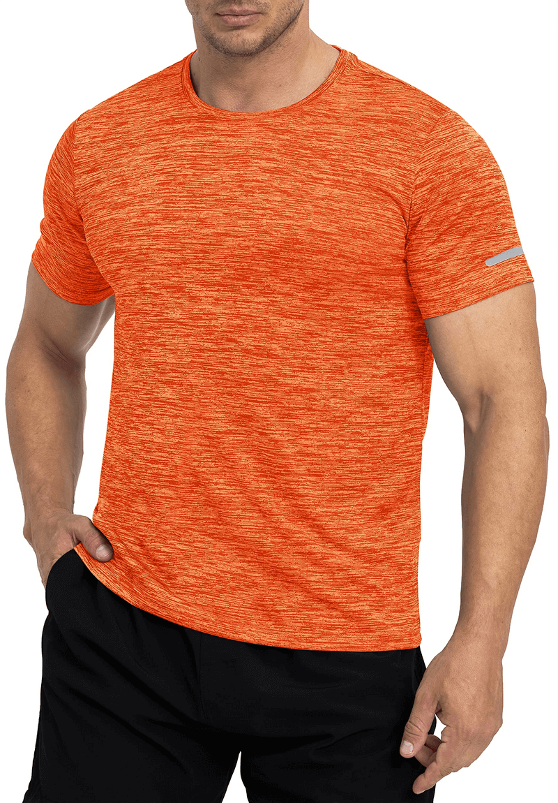 Elastic Sports Men's T-Shirt with Reflective Stripe Sleeves, casual O-neck style, perfect for workouts and visibility.