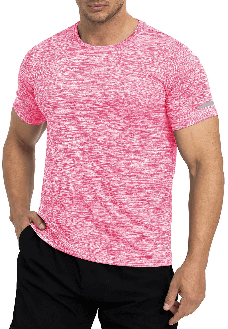 Elastic Sports Men's T-Shirt with Reflective Sleeves, Pink