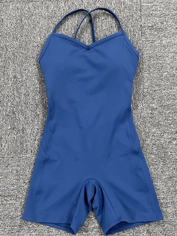 Elastic Sports Short Women's Open-Back Jumpsuits - SF0243