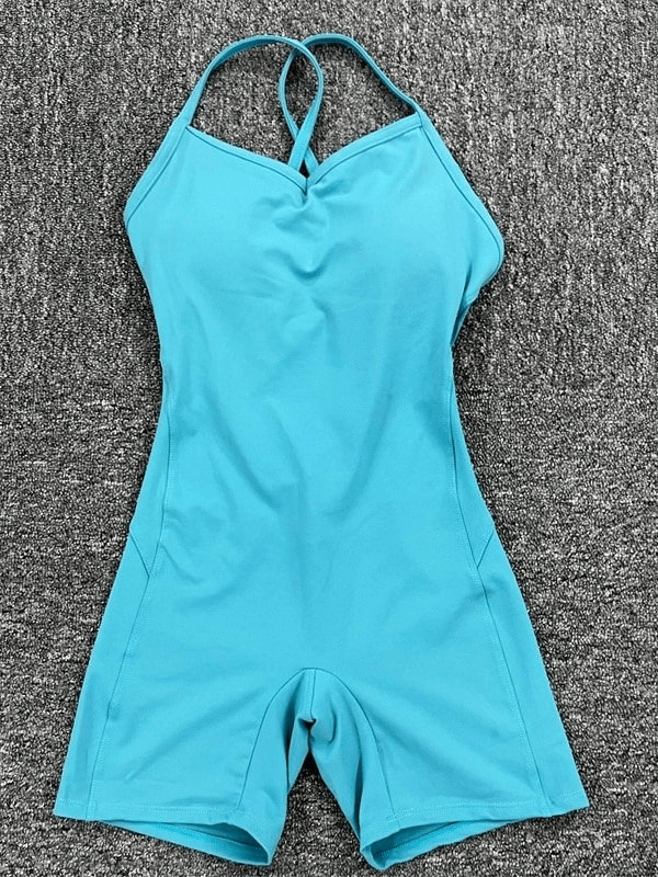 Elastic Sports Short Women's Open-Back Jumpsuits - SF0243