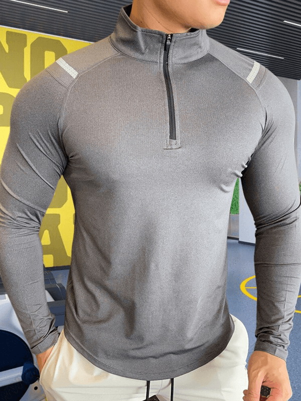 Elastic stylish men's sports top with long sleeves and zipper, perfect for a slim and modern athletic look. SF1187