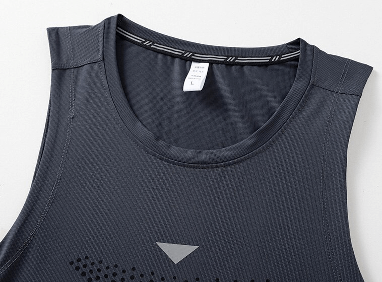 Elastic thin breathable training tank for men, dark gray, with O-neck collar, perfect for fitness and sports activities - SF1183.