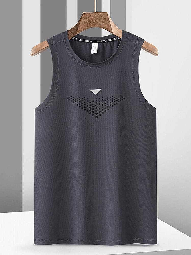 Elastic thin breathable training tank top for men in solid color, featuring a stylish O-neck collar, perfect for workouts.