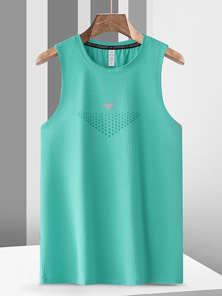 Elastic breathable training tank in solid teal color with O-neck, ideal for active men seeking comfort and style during workouts.