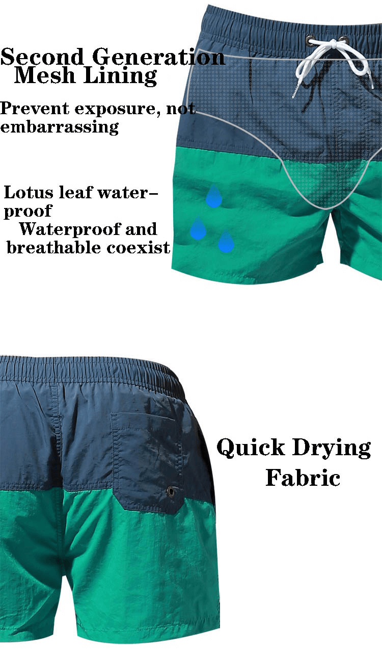 Elastic Waist Loose Swimming Shorts with Pockets and Mesh Lining - SF0818