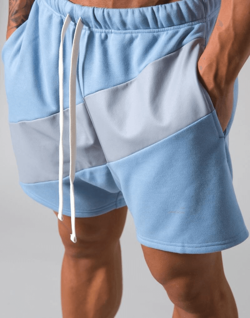 Shorts de course en patchwork à taille élastique/shorts amples en coton de gymnastique - SPF1090 