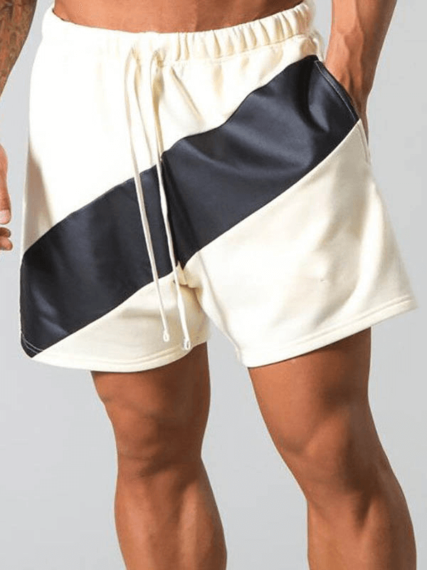 Patchwork-Laufshorts mit elastischer Taille / lockere Gym-Shorts aus Baumwolle - SF1090 