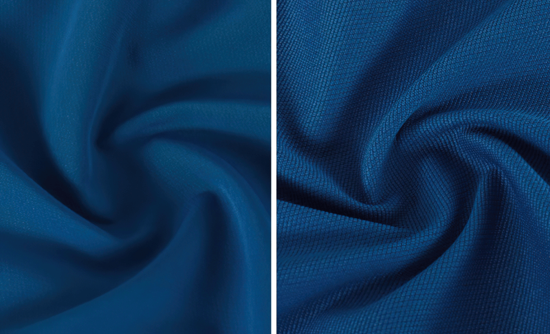 Close-up of blue polyester and spandex fabric textures used in Elastic Waistband Sports Cycling Shorts, showing durability and breathability.