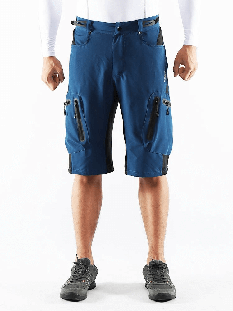 Men's Elastic Waistband Sports Cycling Shorts with Side Pockets in Blue - SF0593, featuring quick-dry and UV protection.