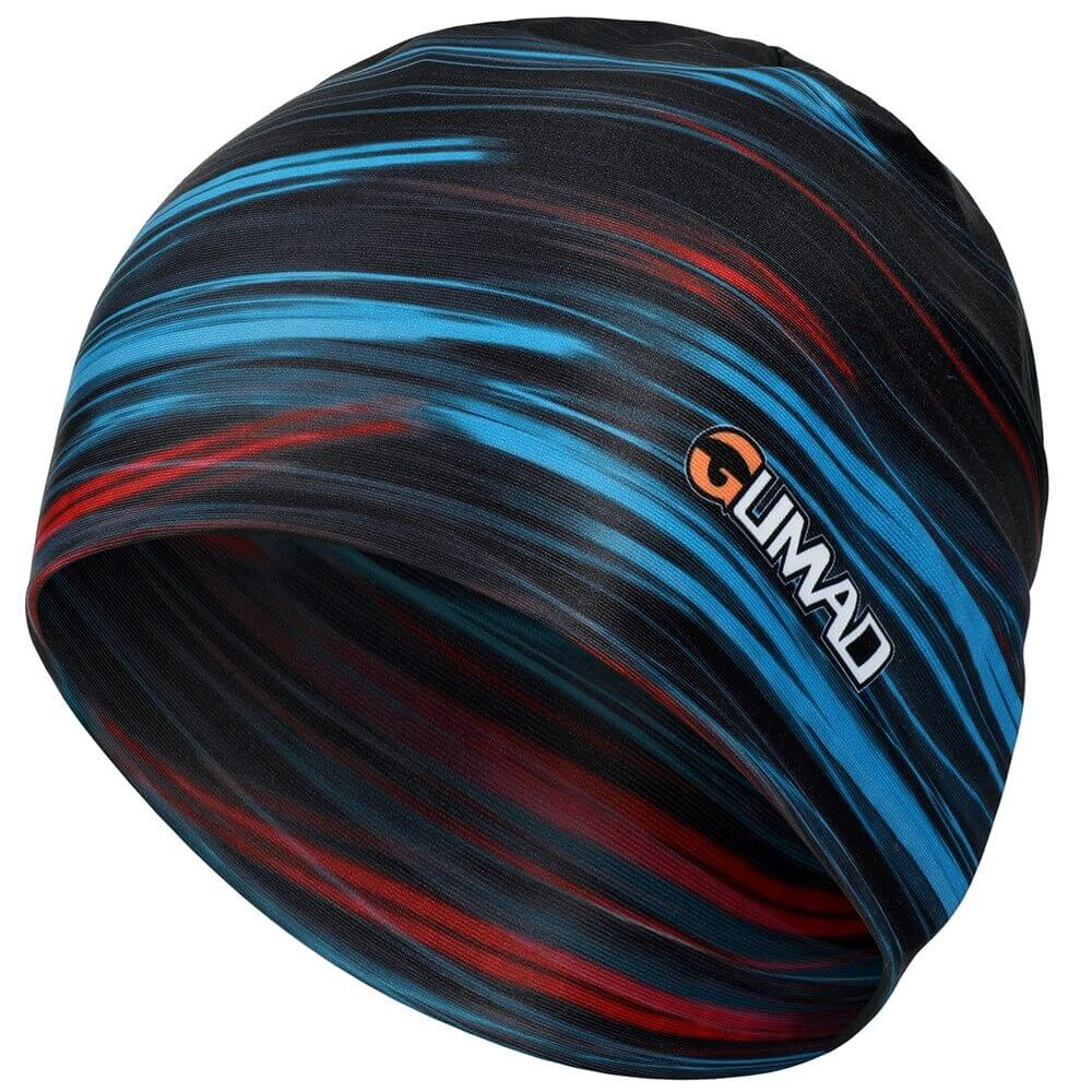 Unisex fashion bicycle beanie cap in black and blue, breathable quick dry fabric, ideal for running, cycling, and hiking.